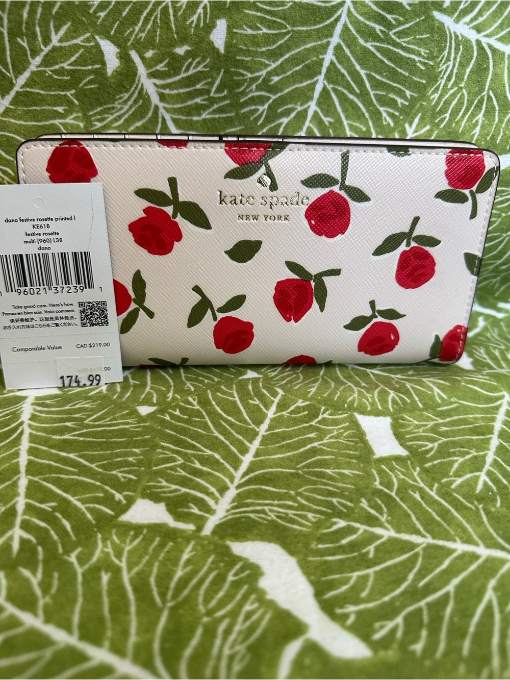 kate spade White Floral Rose-Print Zip Wallet - Picture 2 of 10